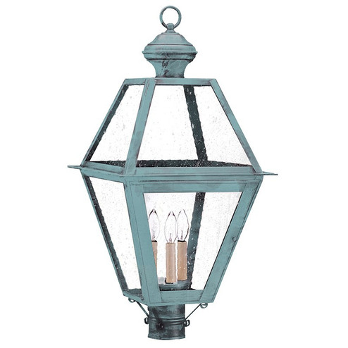 Boston Three Light Post Mount in Verdi Gris (196|1073VGLT3SMG)