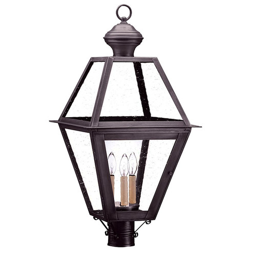 Boston Three Light Post Mount in Dark Brass (196|1073DBLT3CSG)
