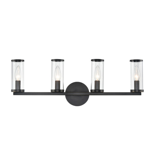 Revolve Four Light Bathroom Fixture in Clear Glass/Urban Bronze (452|WV309044UBCG)