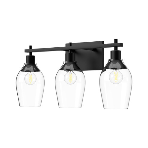 Kingsley Three Light Bathroom Fixtures in Clear Glass/Matte Black (452|VL538322MBCL)