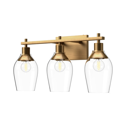 Kingsley Three Light Bathroom Fixtures in Aged Gold/Clear Glass (452|VL538322AGCL)