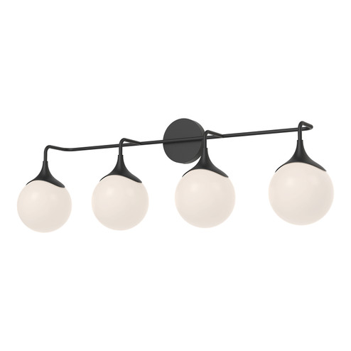 Nouveau Four Light Bathroom Fixtures in Matte Black/Opal Matte Glass (452|VL505136MBOP)