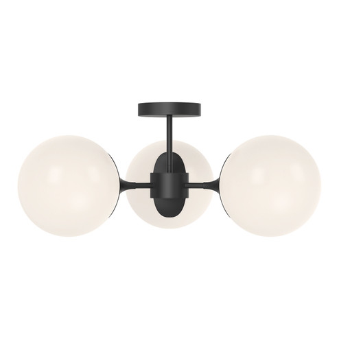 Nouveau Three Light Semi-Flush Mount in Matte Black/Opal Matte Glass (452|SF505326MBOP)