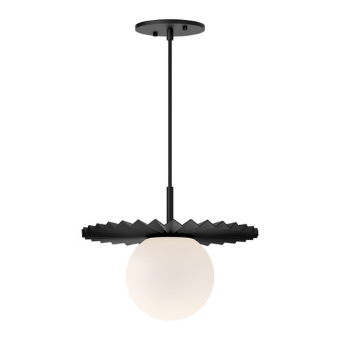 Plume One Light Pendant in Matte Black/Opal Matte Glass (452|PD501212MBOP)