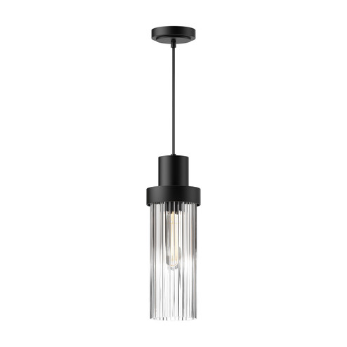 Kent One Light Pendant in Clear Ribbed Glass/Matte Black (452|PD435605MBCR)