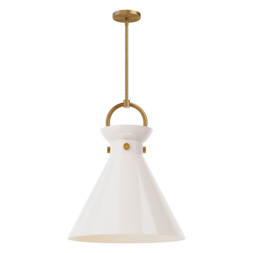 Emerson One Light Pendant in Aged Gold/Glossy Opal Glass (452|PD412518AGGO)