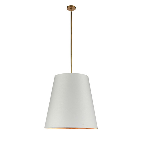 Calor Three Light Pendant in Vintage Brass/White Linen With Gold Parchment (452|PD311025VBWG)