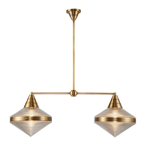 Willard Two Light Linear Pendant in Vintage Brass/Prismatic Glass (452|LP348241VBPG)