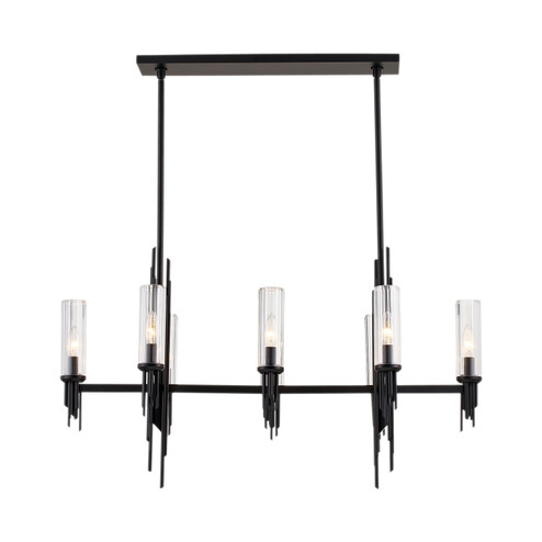 Torres Eight Light Pendant in Clear Ribbed Glass/Matte Black (452|LP335838MBCR)