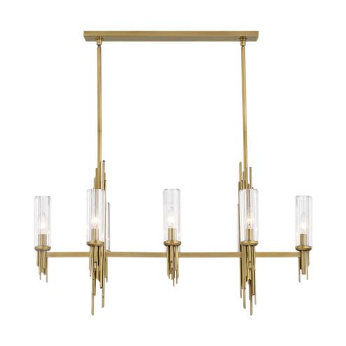 Torres Eight Light Pendant in Ribbed Glass/Vintage Brass (452|LP335838VBCR)