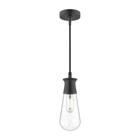 Marcel One Light Outdoor Pendant in Clear Bubble Glass/Textured Black (452|EP464001BKCB)