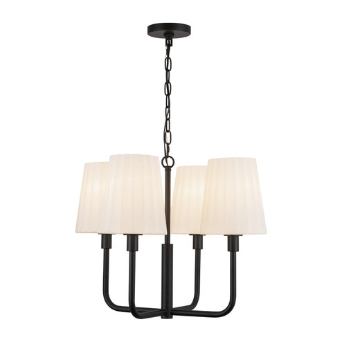 Plisse Four Light Chandelier in Matte Black/Opal Matte Glass (452|CH628423MBOP)