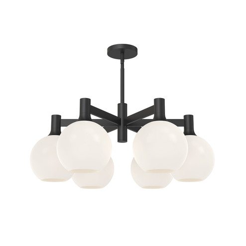 Castilla Six Light Chandelier in Matte Black/Opal Matte Glass (452|CH506230MBOP)