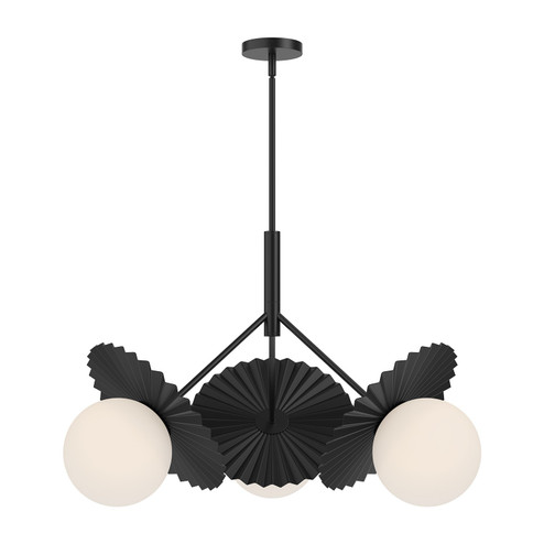 Plume Three Light Chandelier in Matte Black/Opal Glass (452|CH501334MBOP)