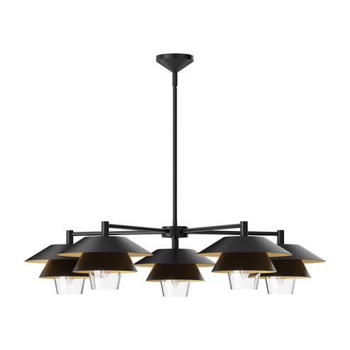 Tetsu Five Light Chandelier in Matte Black/Clear Glass (452|CH475138MBCL)