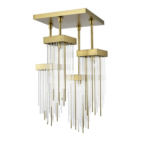 Waterfall Four Light Pendant in Aged Brass (360|SF500124AGB)