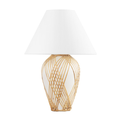 Bayonne One Light Table Lamp in Vintage Gold Leaf/ Ceramic White With Rattan (70|L7630VGLCWR)