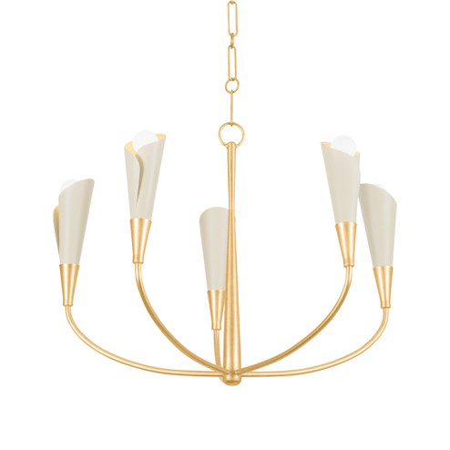 Montrose Five Light Chandelier in Vintage Gold Leaf/Soft Sand (70|3155VGLSSD)