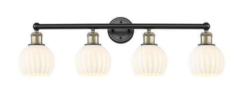 Edison Four Light Bath Vanity in Black Antique Brass (405|6164WBABG12176WV)