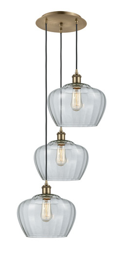 Ballston Three Light Pendant in Antique Brass (405|113B3PABG92L)