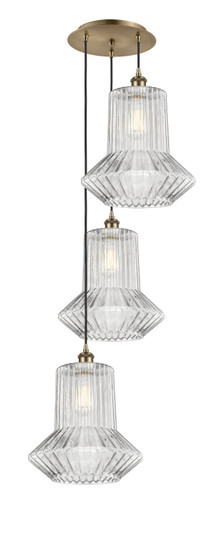 Ballston Three Light Pendant in Antique Brass (405|113B3PABG212)
