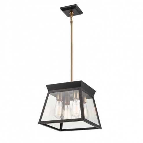 Lucian Four Light Chandelier in Black and Brushed Brass (78|AC11851BK)