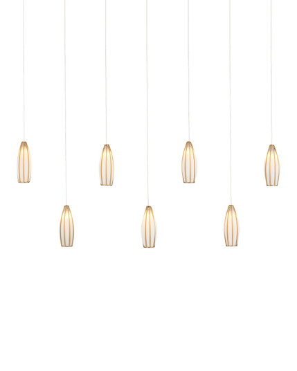 Parish Seven Light Pendant in White/Antique Brass/Silver (142|90001192)