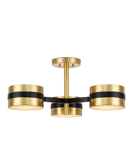 Heybrook Three Light Semi-Flush Mount in Polished Brass/Black/White (142|90001171)