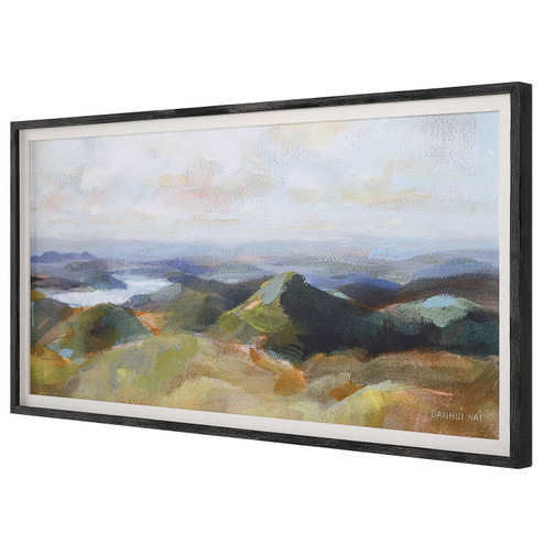 Above Landscape Print in White Linen Mat And Black Wood (52|32290)
