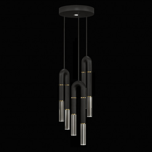 Antonia LED Pendant in Black/Brass/No Parchment (48|923840110ST)