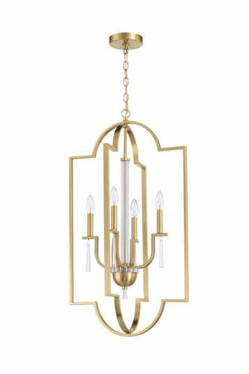 Fortuna Four Light Foyer Pendant in Satin Brass (46|58234SB)