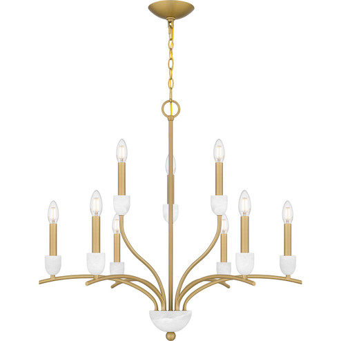 Frida Nine Light Chandelier in Aged Brass (10|FRI5032AB)