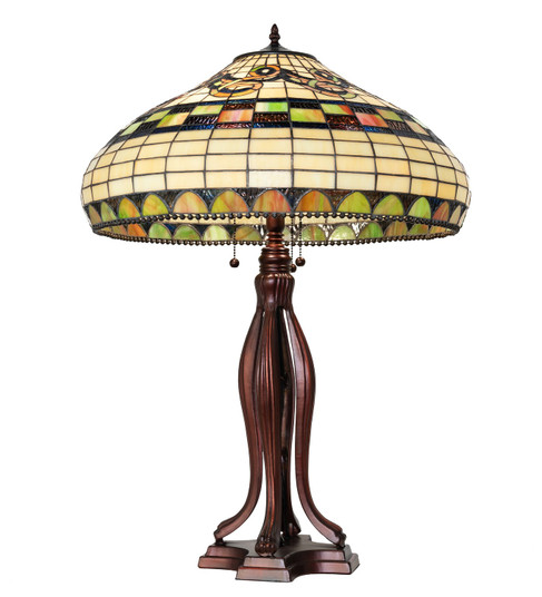 Tiffany Edwardian Three Light Table Lamp in Mahogany Bronze (57|65469)