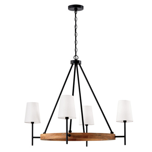 Jonah Four Light Chandelier in Light Wood and Matte Black (65|450841WK709)