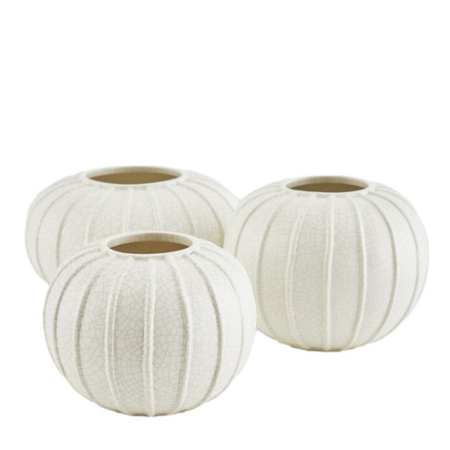 Pompanos Vases, Set of 3 in Ivory Crackle (314|9313)