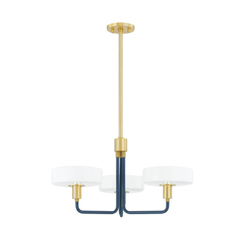 Aston Three Light Chandelier in Aged Brass/Slate Blue (428|H886803AGBSBL)