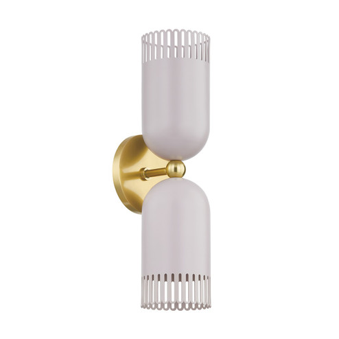 Liba Two Light Wall Sconce in Aged Brass/Soft Peignoir (428|H884102AGBSPG)