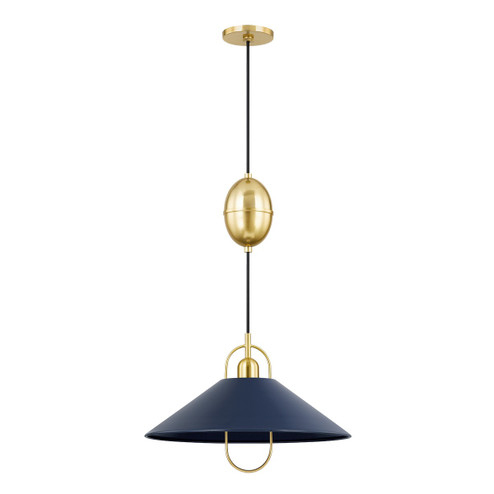 Mariel One Light Pendant in Aged Brass/Soft Navy (428|H866701AGBSNY)