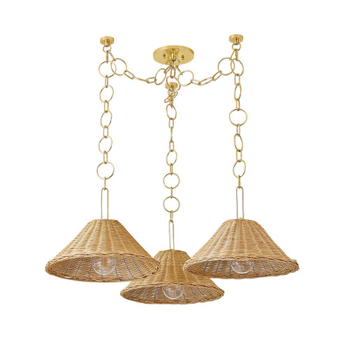 Dalia Three Light Chandelier in Aged Brass (428|H831803AGB)