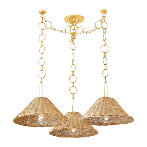 Dalia Three Light Chandelier in Aged Brass (428|H831803AGB)