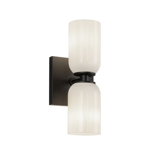 Nola Two Light Wall Sconce in Black/Glossy Opal Glass (347|WS57712BKGO) Nola Two Light Wall Sconce in Black/Glossy Opal Glass (347|WS57712BKGO)