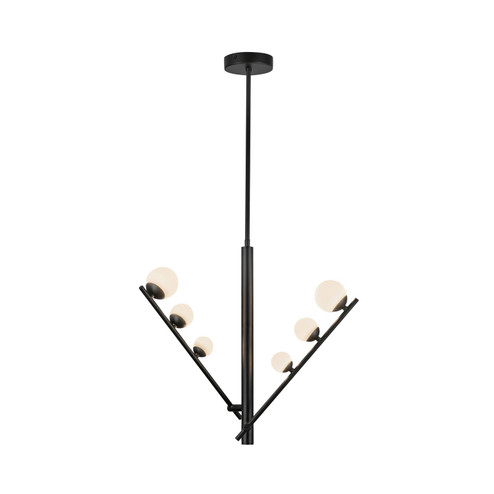Cypress LED Pendant in Black/Opal Glass (347|PD55520BKOP)