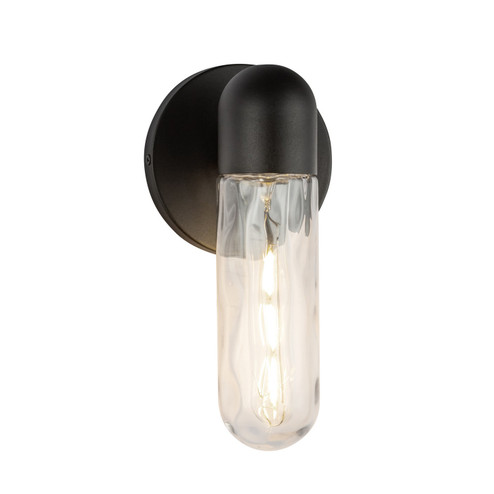 Lima One Light Exterior Wall Mount in Black/Clear Water Glass (347|EW73210BKWC)