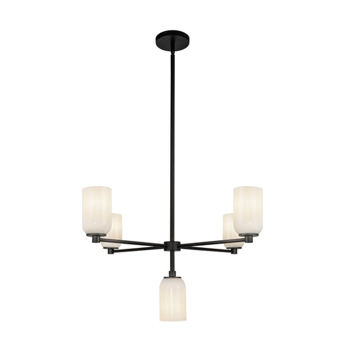 Nola Five Light Chandelier in Black/Glossy Opal Glass (347|CH57731BKGO)