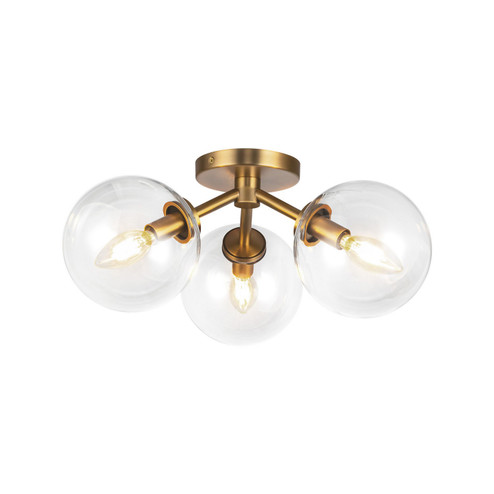 Cassia Three Light Semi-Flush Mount in Aged Gold/Clear Glass (452|SF549315AGCL)