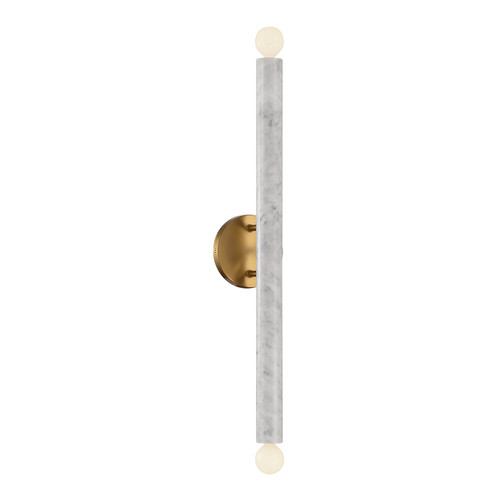 Callaway Two Light Wall Sconce in White Marble with Warm Brass (51|929012264)