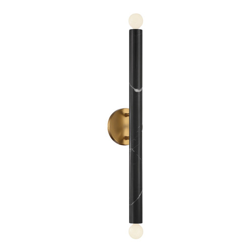 Callaway Two Light Wall Sconce in Black Marble with Warm Brass (51|929012263)