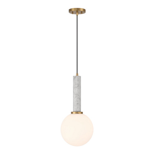 Callaway One Light Pendant in White Marble with Warm Brass (51|729021264)