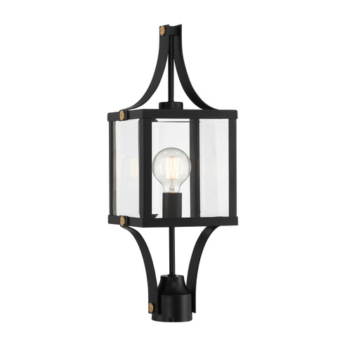 Raeburn One Light Outdoor Post Lantern in Matte Black and Weathered Brushed Brass (51|5476144)