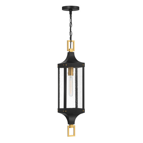 Glendale One Light Outdoor Hanging Lantern in Matte Black and Weathered Brushed Brass (51|5277144)
